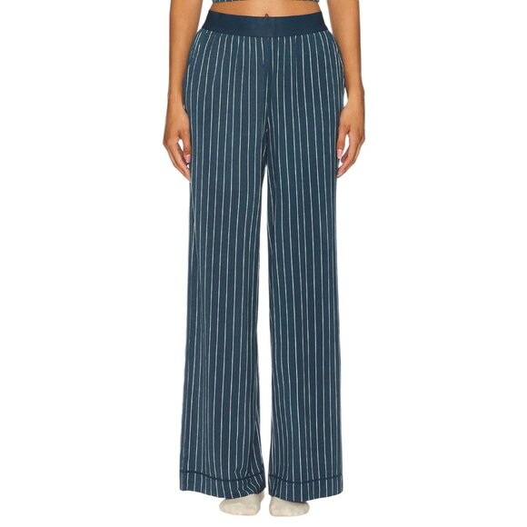 WeWoreWhat Wide Leg Pants in Navy & Cream Small New Womens Wide Leg - Picture 1 of 9
